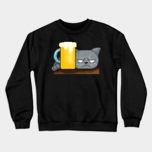 Stressful cat in need of beer Crewneck Sweatshirt